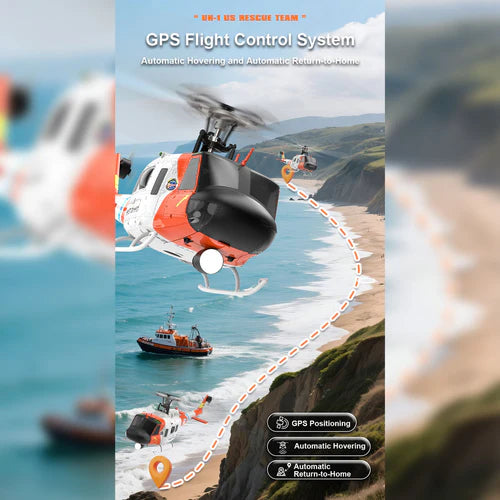 F07S Micro Scale F07S UH-1 Huey 1/34 RTF GPS Rescue RC Helicopter