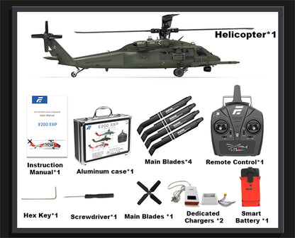 Eachine E200 EXP UH-60 SH-60 MH-60 2.4G 6CH 6-Axis Gyro Optical Flow Localization Dual Brushless Motor 1:47 Scale Flybarless RC Helicopter RTF