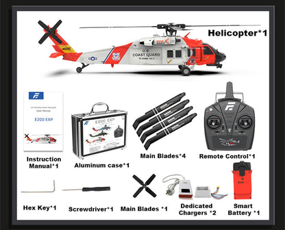 Eachine E200 EXP UH-60 SH-60 MH-60 2.4G 6CH 6-Axis Gyro Optical Flow Localization Dual Brushless Motor 1:47 Scale Flybarless RC Helicopter RTF
