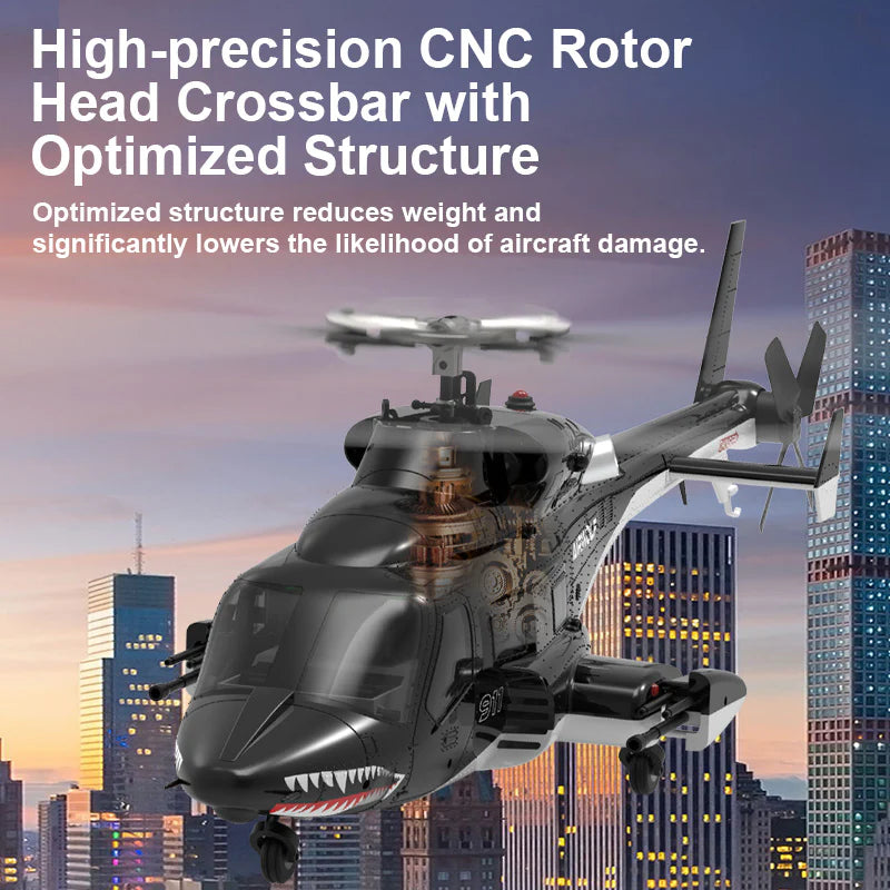 WOLFBUSH AW-911 Airwolf 1/34 Scale RC Helicopter Smart GPS 2.4G 9CH 6G/3D Stunt RC Airplane