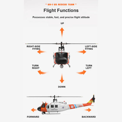 F07S Micro Scale F07S UH-1 Huey 1/34 RTF GPS Rescue RC Helicopter
