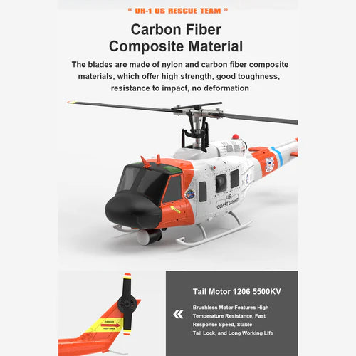 F07S Micro Scale F07S UH-1 Huey 1/34 RTF GPS Rescue RC Helicopter