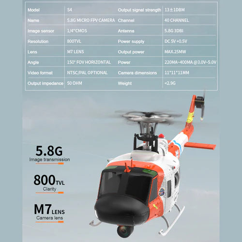 F07S Micro Scale F07S UH-1 Huey 1/34 RTF GPS Rescue RC Helicopter